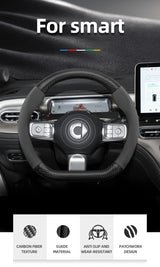Suede Carbon Fiber Wheel Cover for Smart Fortwo Car Interior Accessory Hocasen