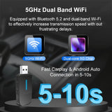 Dual Interface Wireless CarPlay and Android Auto USB Adapter