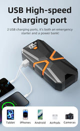 Professional 12V Auto Emergency Starter, Quick Start for Dead Batteries, 8.0L Gas/7.0L Diesel, Digital Display & Multi-Functi