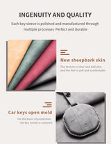 Car Remote Key Case Cover Shell For Jetour Freedom T1 Jetour Freedom T2 Traveller Sheep Suede Key Bag Cover Keychain Protector