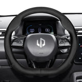 Breathable Leather Steering Wheel Cover for Leapmotors Car Interior Accessory Hocasen Black Punch D-Type