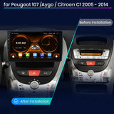 10-Inch Android Touchscreen for Peugeot 107 Toyota Aygo 2005–2014 Android Head Unit JIUYIN