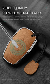Aluminum Alloy Goatskin Car Key Case Cover For Lincoln Continental MKC MKZ MKX 2017 2018 2019 Navigator Nautilus keychain