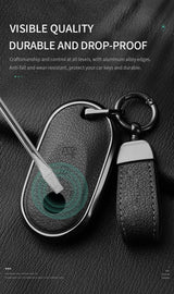 Metal and Leather Car Key Case Cover for Various Mercedes Benz Models