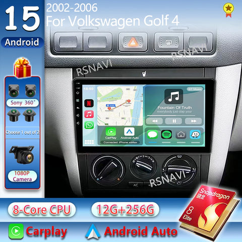 2K QLED Android Head Unit with Wireless CarPlay for VW Golf 4 Android Head Unit RSNAVI 2K 12G-256G 360 DVR