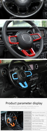 Steering Wheel Trim for Jeep Wrangler JL 2018-2024 Car Interior Accessory HEBE
