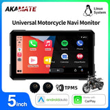 5Inch Motorcycle Monitor CarPlay Dashcam TPMS Universal Android Head Unit AKAMATE