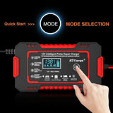 Car Battery Charger 12V 6A Touch Screen Pulse Repair LCD Fast Power Charging Wet Dry Lead Acid Digital LCD Car Battery Charge
