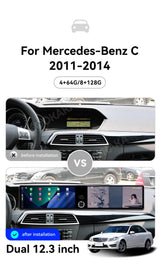 24.6" Dual Screen Android Head Unit for Mercedes Benz C 2011–2014 Android Head Unit Aotsr