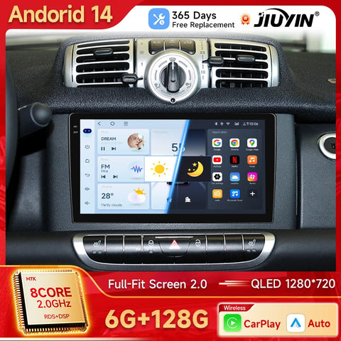 9-Inch Android Head Unit with Wireless CarPlay for Smart Fortwo Android Head Unit JIUYIN
