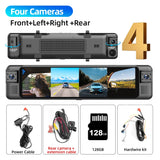 11.26" 4CH 1080P Mirror Dash Cam Universal