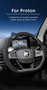 Sports Suede Snap-On Steering Wheel Cover for Proton Car Interior Accessory Hocasen