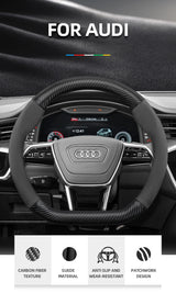 Carbon Fiber Suede Wheel Cover for Audi A4 B8 A5 S5 Car Interior Accessory Hocasen