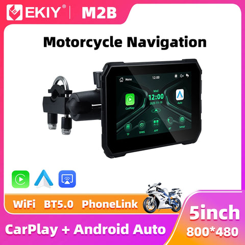 5 inch Waterproof Wireless CarPlay GPS for Moto Android Head Unit EKIY