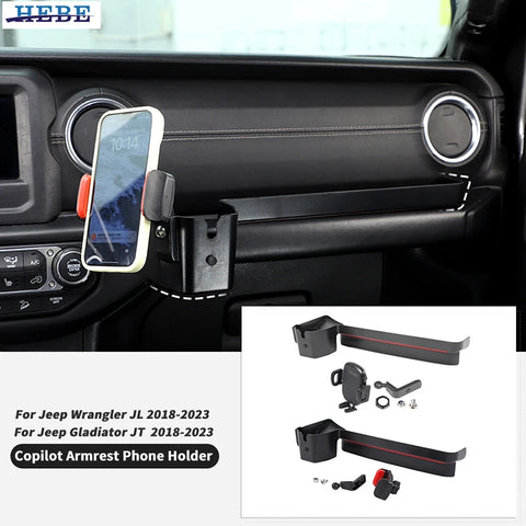 Armrest Phone Holder for Jeep Wrangler JL Car Interior Accessory HEBE