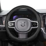 Ultra-Thin Leather Wheel Cover for Volvo S60 V60 XC90 Car Interior Accessory Hocasen Black Punch Style