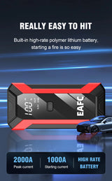 EAFC 12V Car Jump Starter Power Bank Portable Car Battery Booster Charger Starting Device Auto Emergency Start-up Lighting