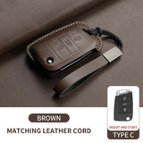 Leather Car Key Case Cover For Volkswagen Golf 7 MK7 Jetta Lavida Keychain Cover