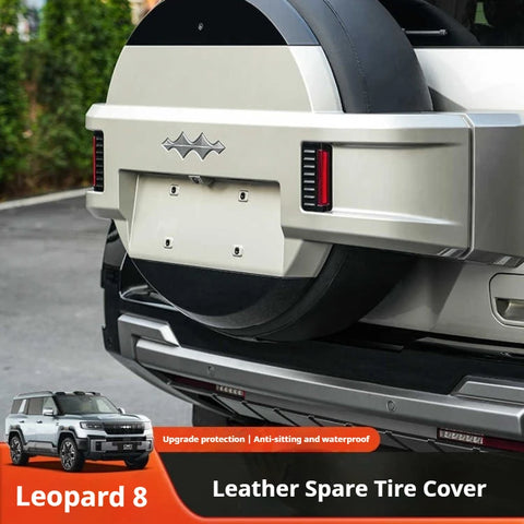 For Leopard 8 BYD Formula Leopard 8 Leather Spare Tire Cover Car Door Mounted Tire Decor Accessory Car Interior Accessory NON
