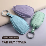 Car Key Case Cover for Geely New Coolray 2023-2025 X6 Emgrand Global Hawk GX7 PU Leather Car Keychain Car Interior Accessory
