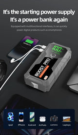 12V Portable Car Jump Starter, 8.0L Gas/7.0L Diesel, QC3.0 Power Bank, 4-Mode LED Light, Explosion-Proof Battery Jump Starter