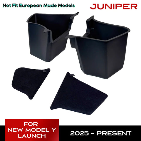 For Tesla New Model Y 2025 Launch Juniper 2025+ Rear Trunck Side Storage Box with Flocking or TPE Lids Covers and Drawstring
