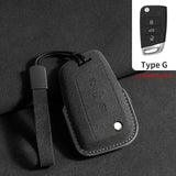 Suede Car Remote Key Case Cover for Volkswagen Golf
