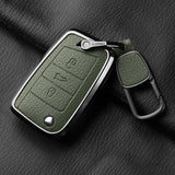 Aluminum Alloy Goatskin Car Key Case Cover For VW Golf 7 mk7 Skoda Octavia A7 Tiguan MK2 SEAT Ateca Leon FR 2 Ibiza