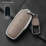 Metal and Leather Car Key Case Cover For BYD Denza D9 DM-i 2022 2023 N7 N8 Auto Keychain Protect Set Car Key Case OEM