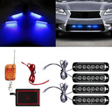 4PCS Wireless LED Strobe Grille Light Kit Universal
