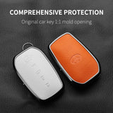 Metal And Goatskin Car Key Case Cover For Toyota Sequoia Cross Fortuner Prius Venza Alphard Vellfire Sienna Tundra Mirai Yari