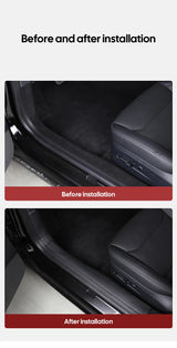 For Tesla New Model 3 Highland 2024 Front Rear Door Sill Pad Door Welcome Pedal Threshold Strip Leather Accessories