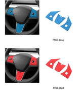 For Tesla Model 3 (2019-) / Model Y Car Steering Wheel Trim Sticker Anti Scratch Carbon Fiber