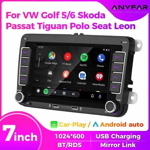 7 Inch HD Double Din Radio CarPlay Android Auto for VW Android Head Unit ANYFAR