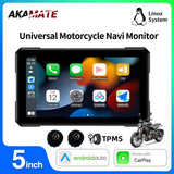 5Inch Touch Motorcycle Monitor CarPlay GPS Waterproof Android Head Unit AKAMATE