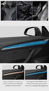 Top Suede For Tesla Model 3 (2020-2023) Model Y (2020-) Door Inner Handle Trim Sticker Car Premium Interior Tuning Accessorie