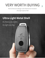Metal and Leather Car Key Case Cover for Mercedes Benz