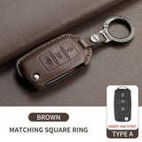 Leather Car Key Case Cover For Volkswagen Golf 7 MK7 Jetta Lavida Keychain Cover