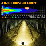 2pcs LED Work Light White & Amber Driving Fog Light Daytime Running Light Led Light Bar For Car Truck Pickup Boat Suv Off Road