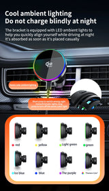 Qi2.2 25W Car Magnetic RGB Wireless Charger With Air Cooling Fan Phone Holder