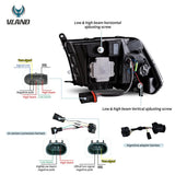 Black LED Headlights for Ram 1500 2009-2018 Car Interior Accessory Vland