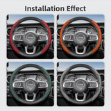 Jeep Breathable Wavy Leather Steering Wheel Cover Car Interior Accessory Hocasen