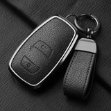 Aluminum Alloy Goatskin Car Key Case Cover for Subaru BRZ XV SV Forester Legacy Outback Crosstrek Impreza WRX Ascent keychain