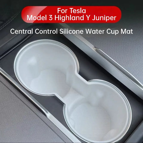 For Tesla Model 3 Highland Y Juniper Center Console Cup Holder Silicone Non-Slip Storage Box Slot Interior Accessories Car In