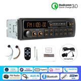 Retro Style 1Din MP3 Car Radio Bluetooth QC3.0 Fast Charge