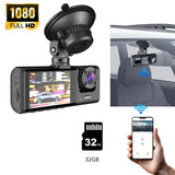 3-Channel 1080P Dash Cam WiFi Night Vision Universal