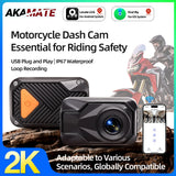 2K Dashcam Recorder for Motorcycle GPS Position Dashcam AKAMATE