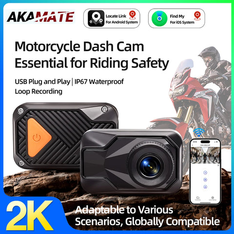 2K Dashcam Recorder for Motorcycle GPS Position Dashcam AKAMATE