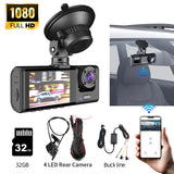 3-Channel 1080P Dash Cam WiFi Night Vision Universal