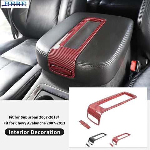 Carbon Fiber Armrest Box Cover for Chevy Suburban Car Interior Accessory HEBE